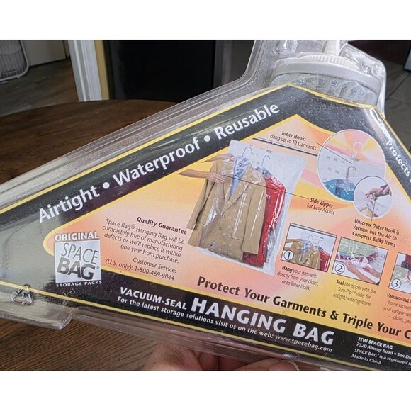Original Space Bag Hanging Bag Vacuum Seal Compress up to 10 Garments New - Picture 6 of 7